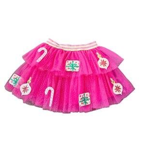 NEW THREE WILDFLOWER DESIGNS girl's holiday sparkles skirt in pink